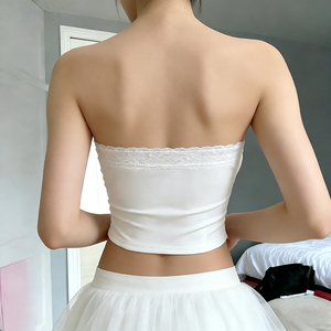 2026 Sexy Haut Bustier Corset Femme en Dentelle Blanche Respirant Écologique d'Été Sans Bretelles à Bandes Dos Nu Creux pour Soirée et Club - Product Image 5
