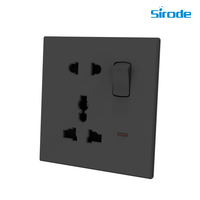 Prise murale électrique Sirode K3 Series, norme britannique, moderne, ultra-fine, plaque PC noire, 1 gang, 13A, avec interrupteur, pour la maison