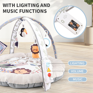 Tapete de juego personalizado con luz Musical Zhorya, cojín de felpa, actividad redonda, <span class=keywords><strong>gimnasio</strong></span>, tapete de juego para bebés, <span class=keywords><strong>gimnasio</strong></span> infantil - Product Image 3