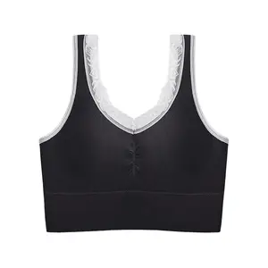 New soft middle-aged and elderly bra wireless imitation latex chest pad lace vest mother underwear female wholesale