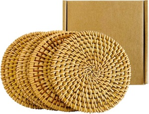 Handmade Braided <b>Drink</b> <b>Coasters</b> Set of 4 Round Ideal for Gifts Home Decor - Product Image 1