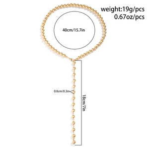 Collier long à pampilles perlées pour femme, chaîne de poitrine tendance avec perles, accessoires ras-du-cou, bijoux de mode 2025 - Product Image 5