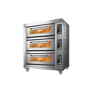 Baking Bakery equipment Commercial gas electric 3-deck 9-tray oven for sale price industrial cake bread baking ovens