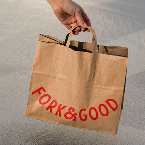 Tùy chỉnh rộng dưới Takeaway đầy màu sắc Kraft túi giấy mua sắm túi giấy túi giấy cho thực phẩm takeout bao bì với xử lý - Product Image 2