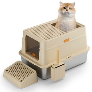 Pelle coulissante Nettoyage facile Multi Couleur Portable De Luxe En Acier Inoxydable Litière Pour Chat Toilette Pour Animaux De Compagnie Chat <span class=keywords><strong>Bac</strong></span> À <span class=keywords><strong>Sable</strong></span> - Product Image 3