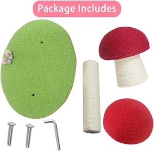 Schattige paddenstoelvormige natuurlijke sisal krabpaal voor katten, interactief speelboom voor binnenkatten - Product Image 4