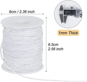 Cordon élastique en caoutchouc blanc 1 mm, torsadé 3 brins, revêtu, longueur personnalisable, fournitures de fabrication de bijoux pour sacs - Product Image 3