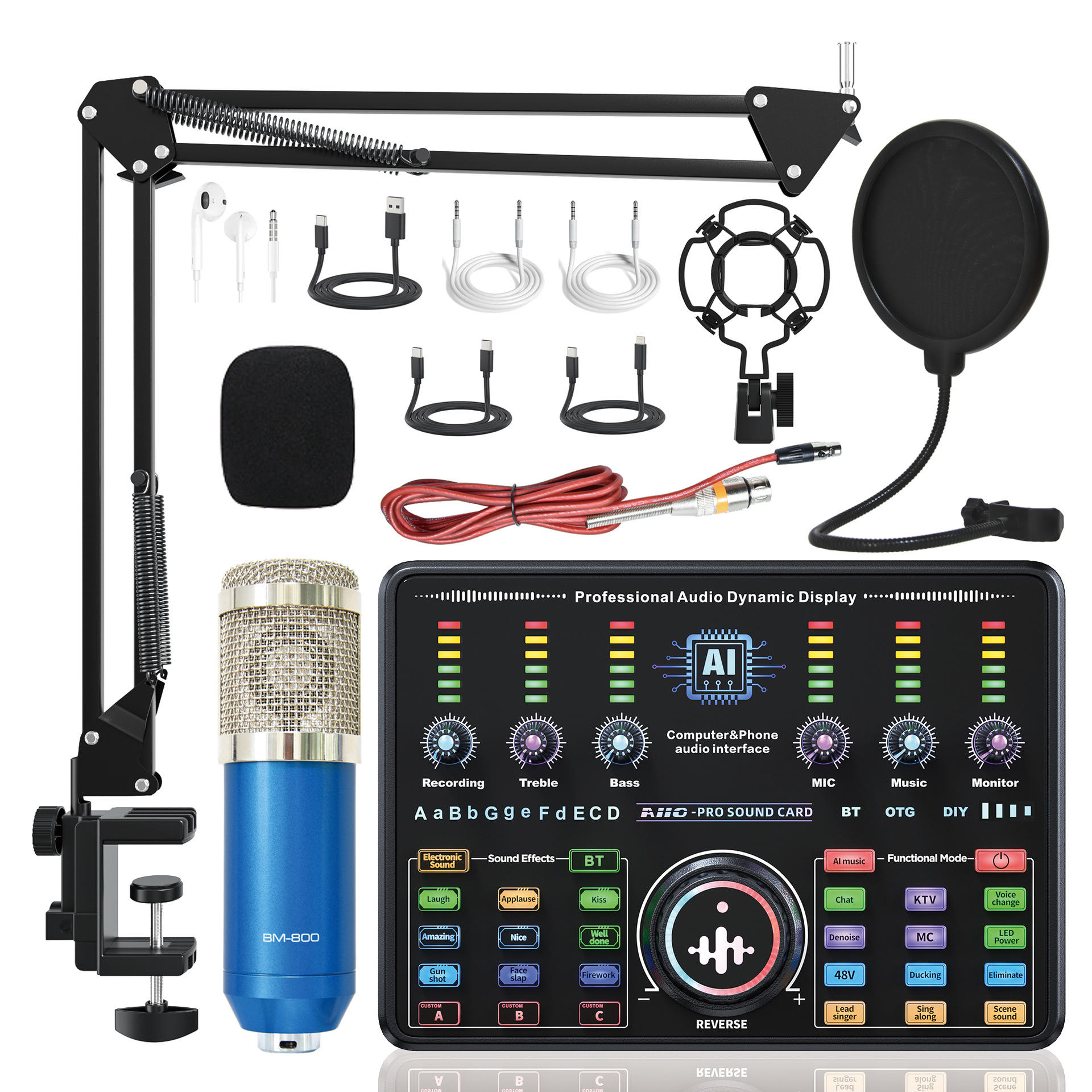 BM800(Blue Silver)+Ai10 sound card