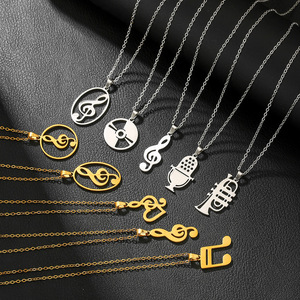 European And American Style <b>Titanium</b> Steel Necklace For Women Music Note Pendant O <b>Chain</b> Clavicle <b>Chain</b> Simple Design - Product Image 1