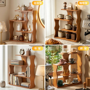 Étagère de bureau en bois massif, quatre couches, cadre en forme d'arc, design minimaliste, pour bureau, chambre d'enfant, librairie, étagère de rangement - Product Image 2