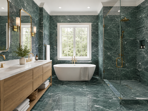 UnionStone Wholesales - Baldosas de mármol verde Prada pulido para suelos de baño y revestimientos de pared - Product Image 2