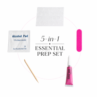 Kit de manucure portable de haute qualité pour voyage, avec lime à ongles, bâtonnets en bois, lingettes de préparation à l'alcool et colle gelée jetable