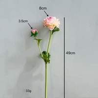 YOPIN-8024 Bunga Peony Barat Sutra Buatan Berkualitas Tinggi 2 Kepala Bunga Lotus Ranunculus untuk Dekorasi Meja