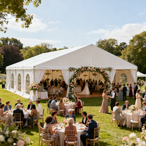 Tentes de réception de grande taille pour 200 personnes, applications polyvalentes, résistantes aux UV, cadre en alliage d'aluminium, PVC, tentes de mariage - Product Image 5