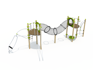 Série PE Board : Équipement de jeu extérieur en plastique et métal pour enfants, ensemble de jeu multifonctionnel avec filet d'escalade, tunnel, échelle et parcours de cordes - Product Image 1