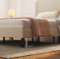 Lit plateforme King Size, cadre de lit en bois avec station de charge, pas besoin de sommier tapissier