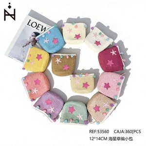 Borsa in paglia intrecciata a forma di stella marina 12x14 cm, mini borsa a tracolla per bambini e donne - Product Image 2