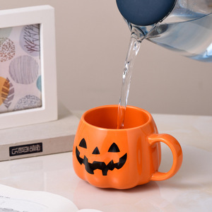 Damai Happy Halloween Orange Pumpkin Theme Milk Tea Cup Halloween Creative Ceramic Black Gold Pumpkin Face Mug Gift Cup - Product Image 6