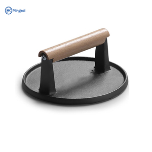 Prensa Redonda para Hamburguesas de Hierro Fundido de Alta Calidad al por Mayor, Utensilio de Cocina para Cocinar Carne, Filetes, Uso en <span class=keywords><strong>Bistro</strong></span> y Restaurante - Product Image 4