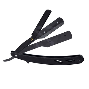RTS Men Antique Black Folding Stainless Steel Straight <b>Razor</b> & Shaving Knife <b>Single</b> <b>Blade</b> Model R605 - Product Image 1