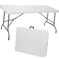 Vente en gros bon marché de location hôtel restaurant salle à manger restauration table pliante ronde rectangulaire en plastique HDPE blanc de 6 pieds pour événement de mariage