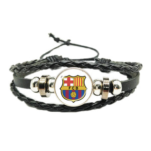 Popular Woven Leather Rope Stainless Steel Custom Flag Club Logo <b>Grease</b> Drop <b>Rubber</b> Unisex Cool Trend Bangle Anniversary Songfu - Product Image 1