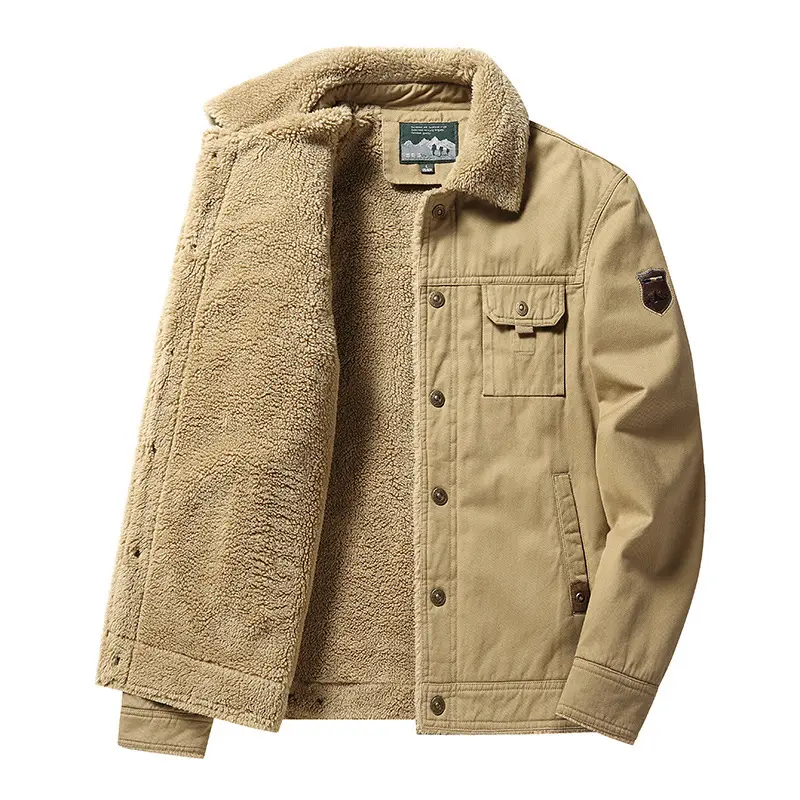 Etichetta personalizzata giacca a vento Vintage giacche Parka classiche collo Color kaki giacche lunghe da uomo cerate di alta qualità