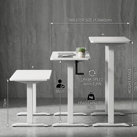 Bureau debout moderne et minimaliste à hauteur réglable manuellement avec manivelle, cadre de table d'ordinateur assis-debout pour poste de travail à domicile