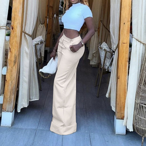 <span class=keywords><strong>Pantaloni</strong></span> Casual da Donna HO 2024 <span class=keywords><strong>con</strong></span> Tasche, Chiusura a Zip, Tinta Unita, Gamba Dritta e Bottone - Product Image 2