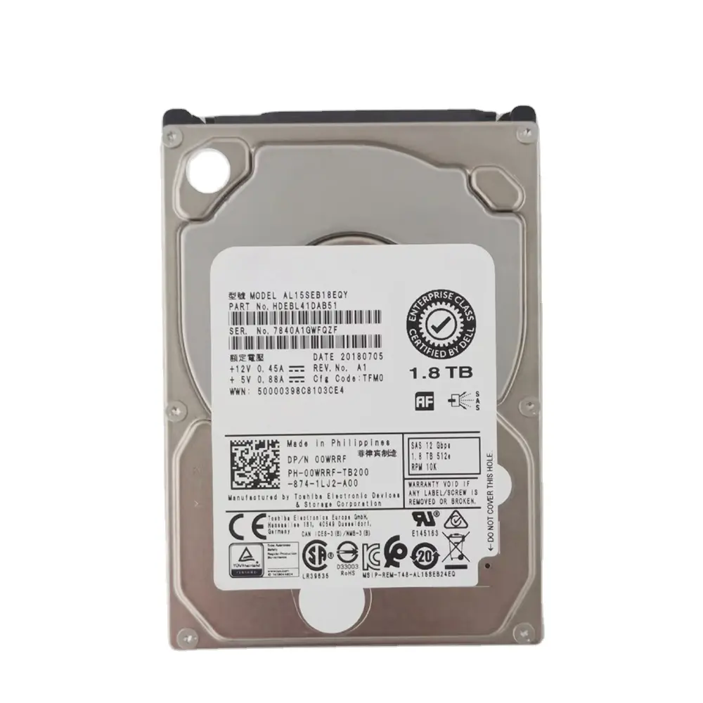 1.8T 1.8TB SAS 2.5'' 10K 00WRRF AL15SEB18EQY 0GKWHP ST8000NM0075 ST600MM0208 Hard Disk For Dell HDD