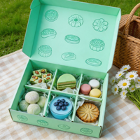 Boîte d'emballage personnalisée en papier recyclé pour biscuits, gâteaux, beignets, pâtisseries, desserts, avec séparateurs pour cadeaux