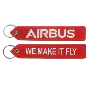 Wholesale High Quality Custom Logo Fabric Embroidery Car Key Tag Double Side Embroidery Fabric Keychain