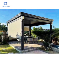 Gazebo en aluminium d'extérieur avec toit à lamelles électriques, pergola motorisée imperméable pour jardin et patio
