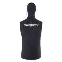 DIVESTAR Custom 2mm 3mm Neoprene Super Stretch Thermal Lining Sleeveless Black Hoodie Waterproof Front Logo Surfing Wetsuit Top.
