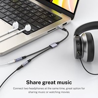 Adaptateur de partage audio USB-C vers double prise jack 3,5 mm femelle pour le partage de musique