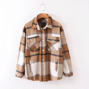 Autumn and Winter <strong>Flannel</strong> Plaid <strong>Shirt</strong> for <strong>Women</strong> Classic Vintage Street <strong>Shirt</strong> for <strong>Women</strong> Long Sleeve Button-down <strong>Shirt</strong> - Product Image 3