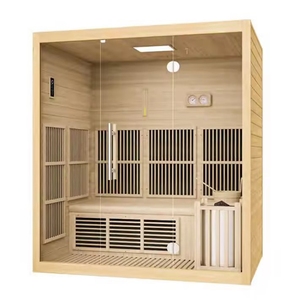 Sauna intérieur moderne en bois massif à faible EMF et infrarouge lointain pour villa, bien-être, yoga et méditation, spa - Product Image 3
