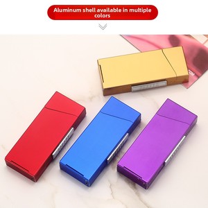 Nouvel étui à cigarettes de <span class=keywords><strong>luxe</strong></span> en aluminium pour femmes, lot de 18, avec chargeur USB, briquet intégré et design logo, pour le rangement des cigarettes - Product Image 5