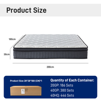 Matelas à ressorts ensachés moderne de 30 cm, compressé sous vide, avec housse en coton matelassée en losanges bicolore pour chambre, maison, hôtel, appartement