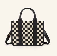 Sac à bandoulière à carreaux avec motif de grilles pour femmes, sac fourre-tout de luxe à bandoulière avec logo personnalisé élégant