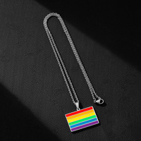 Collier à breloques LGBT Gay Pride en acier inoxydable avec motif arc-en-ciel Love Is Love Wins Pendant Necklace