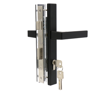 Poignée de porte en alliage d'aluminium avec corps de serrure pour portes intérieures, design moderne, pour salle de bain et chambre <span class=keywords><strong>à</strong></span> coucher, fournisseur d'origine - Product Image 3