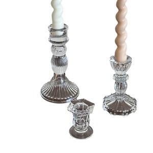 Bougeoir en verre gaufré français, style gobelet vintage, pour table à manger, décoration d'ambiance pour la maison - Product Image 3
