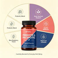 SYC BIO Gommes de Vitamines Prébiotiques et Probiotiques pour Adultes, Ingrédients Premium, 50 Unités, Framboise Bleue, Vente en Gros B2B, Marque Privée