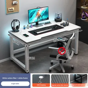Bàn học bằng sợi Carbon hình chữ L màu đen có thể mở rộng hiện đại Bàn chơi game gỗ đơn giản cho phòng trò chơi gia đình và văn phòng - Product Image 6