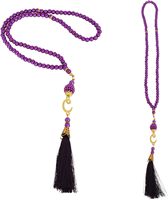Ensemble tapis de prière musulman Hapton et tasbih avec sac portable, boîte islamique - Tapis doux pour femmes et hommes, cadeau de voyage pour Ramadan/Eid/Hajj (violet)