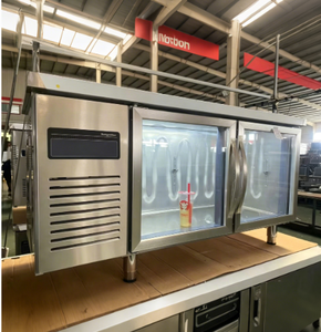 LuMa 201 304 Stainless Steel Display Refrigerated Counter with Glass Doors Commercial <b>Kitchen</b> <b>Prep</b> Fridge - Product Image 3