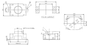 Interrupteur Tactile SMD à 2 Broches, Emballage en Bobine, Bouton Rond Noir, Normalement Ouvert (NO), Sans Tactile - Product Image 5