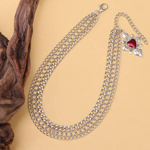 European And American Style Multi Layer Shoe <b>Chain</b> With Ruby Cross Pendant For Martin <b>Boots</b> Unisex Casual Accessory - Product Image 3