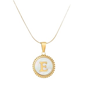Zogxin Letter Pendant Necklace Gold Plated Shell Inlay A Initial Women's Jewelry Everyday Wear Round Stainless Steel Chain - Product Image 5